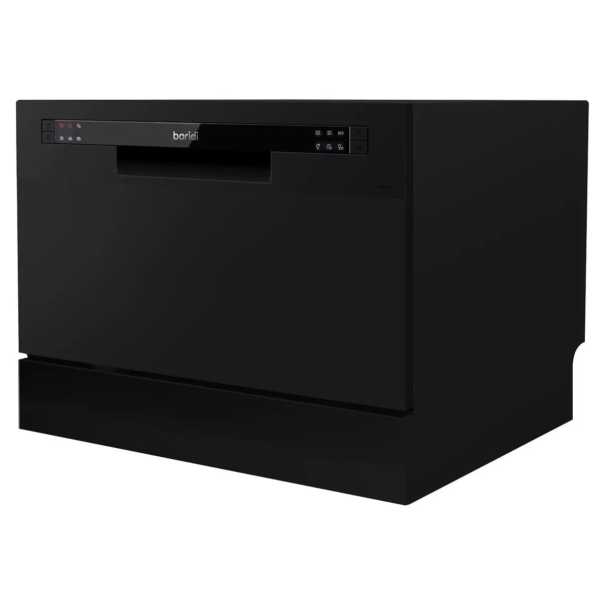 Baridi Compact Tabletop Dishwasher 6 Place Settings, 6 Programmes, Low Noise, 6.5L Cycle, Start Delay - Black  White Rose Tools
