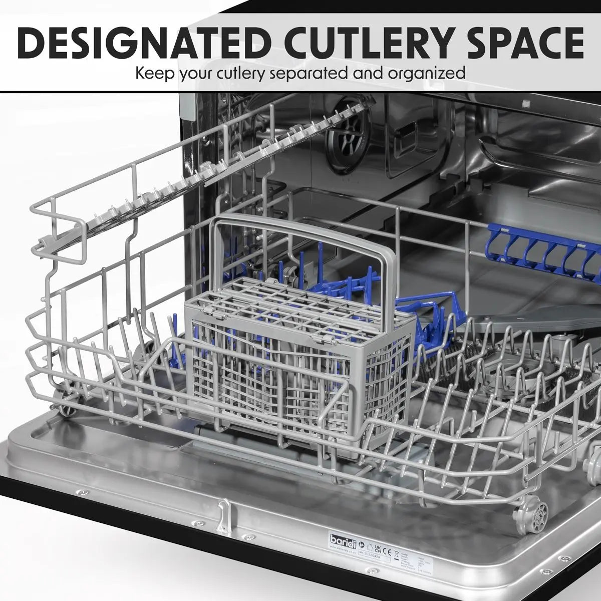Baridi Compact Tabletop Dishwasher 6 Place Settings, 6 Programmes, Low Noise, 6.5L Cycle, Start Delay - Black  White Rose Tools