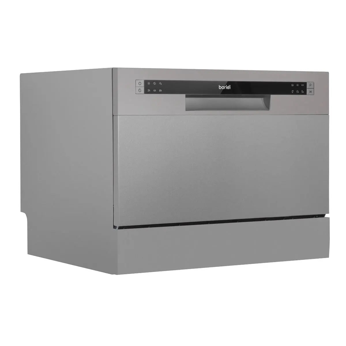 Baridi Compact Tabletop Dishwasher 6 Place Settings, 6 Programmes, Low Noise, 6.5L Cycle, Start Delay - Silver  White Rose Tools