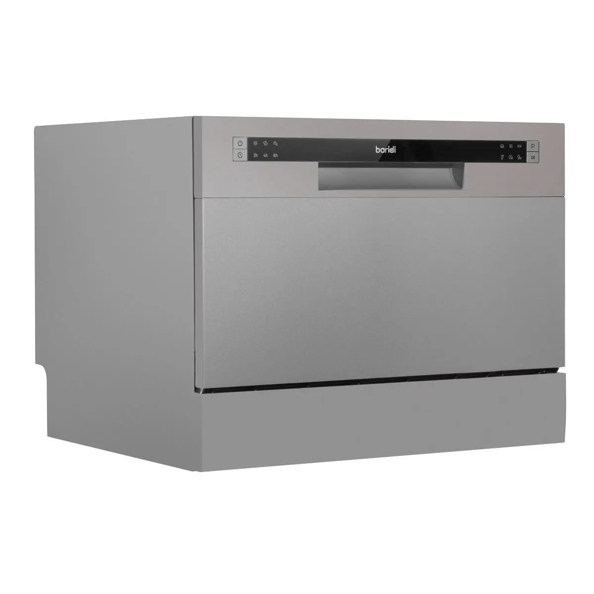 Baridi Compact Tabletop Dishwasher 6 Place Settings, 6 Programmes, Low Noise, 6.5L Cycle, Start Delay - Silver  White Rose Tools