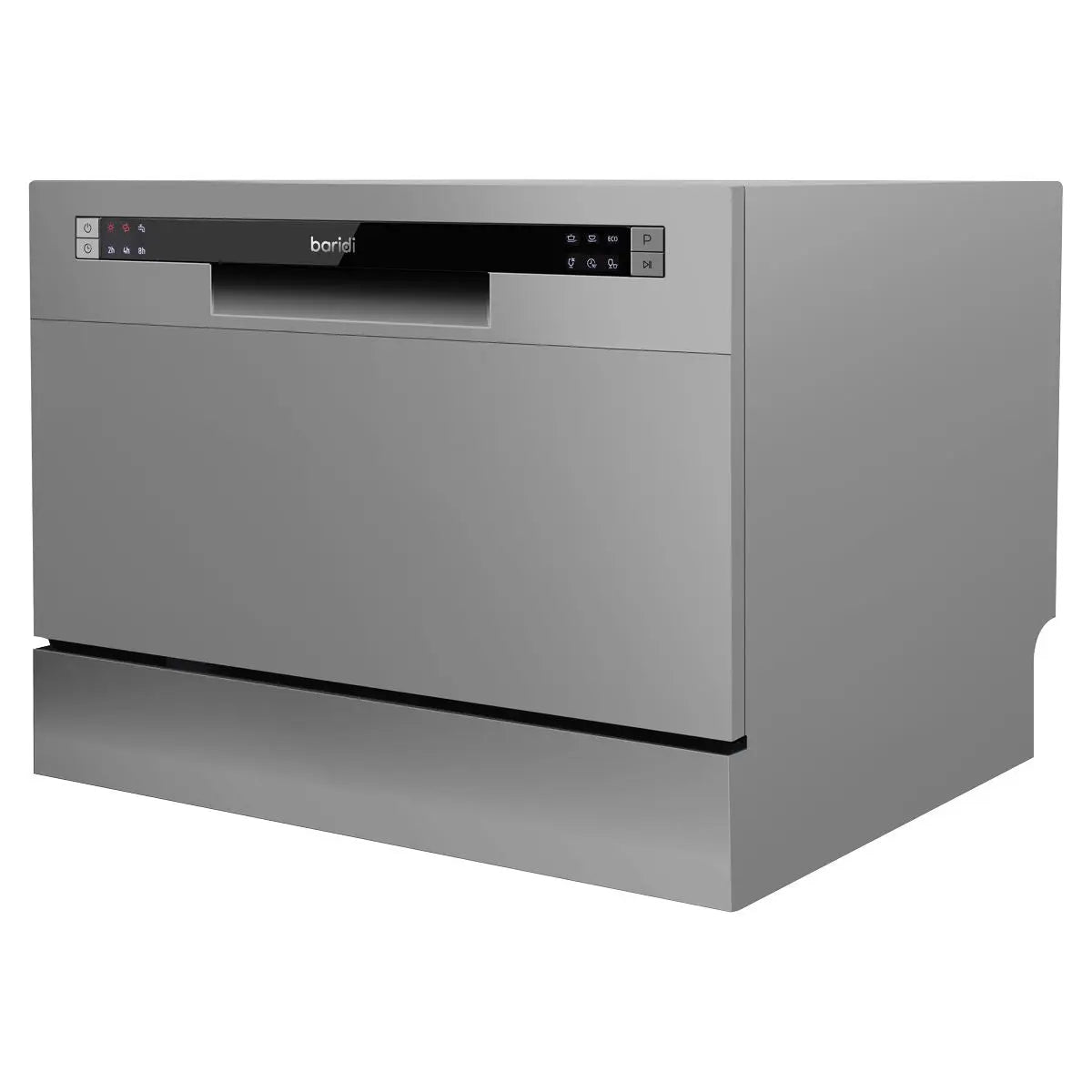 Baridi Compact Tabletop Dishwasher 6 Place Settings, 6 Programmes, Low Noise, 6.5L Cycle, Start Delay - Silver  White Rose Tools