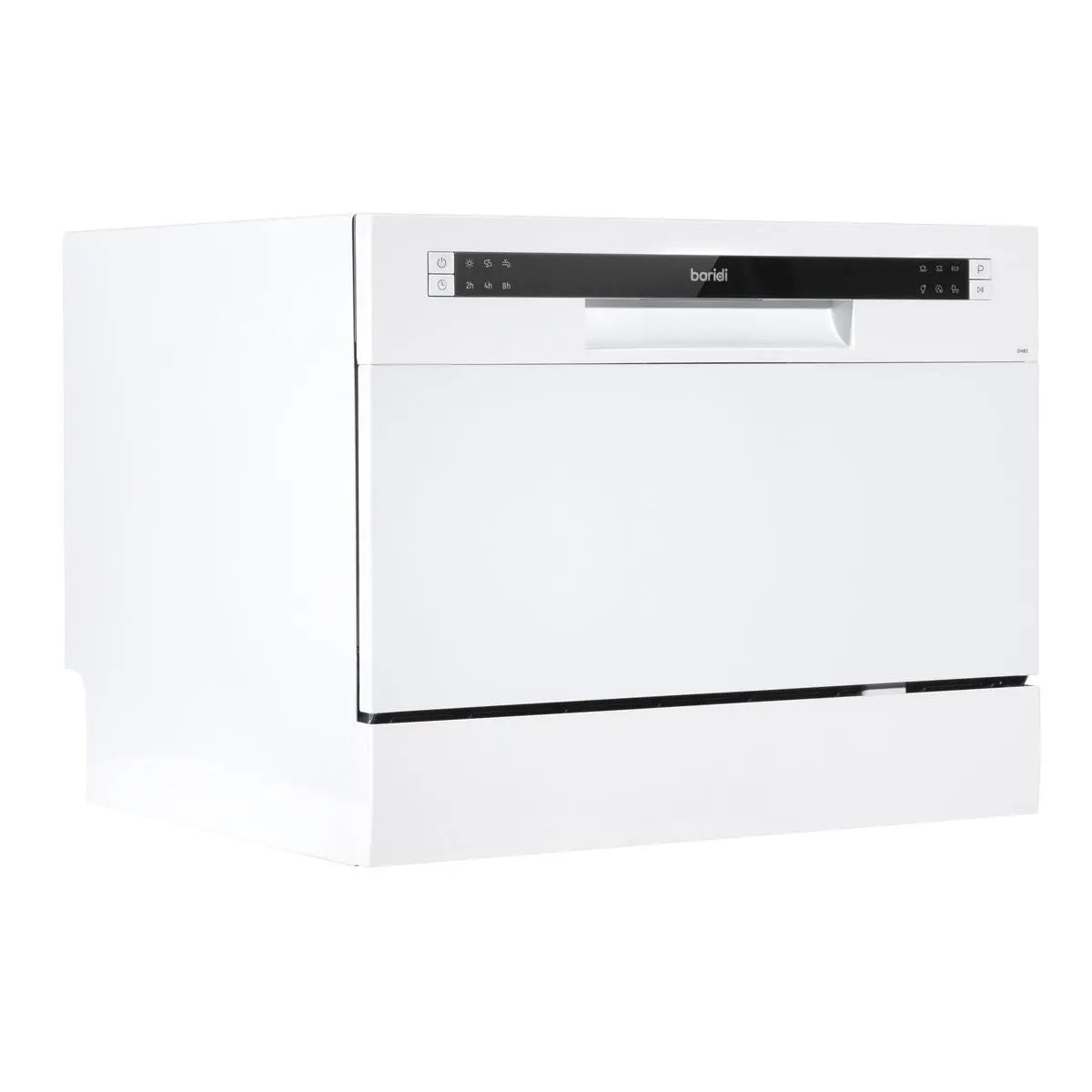 Baridi Compact Tabletop Dishwasher 6 Place Settings, 6 Programmes, Low Noise, 6.5L Cycle, Start Delay - White  White Rose Tools