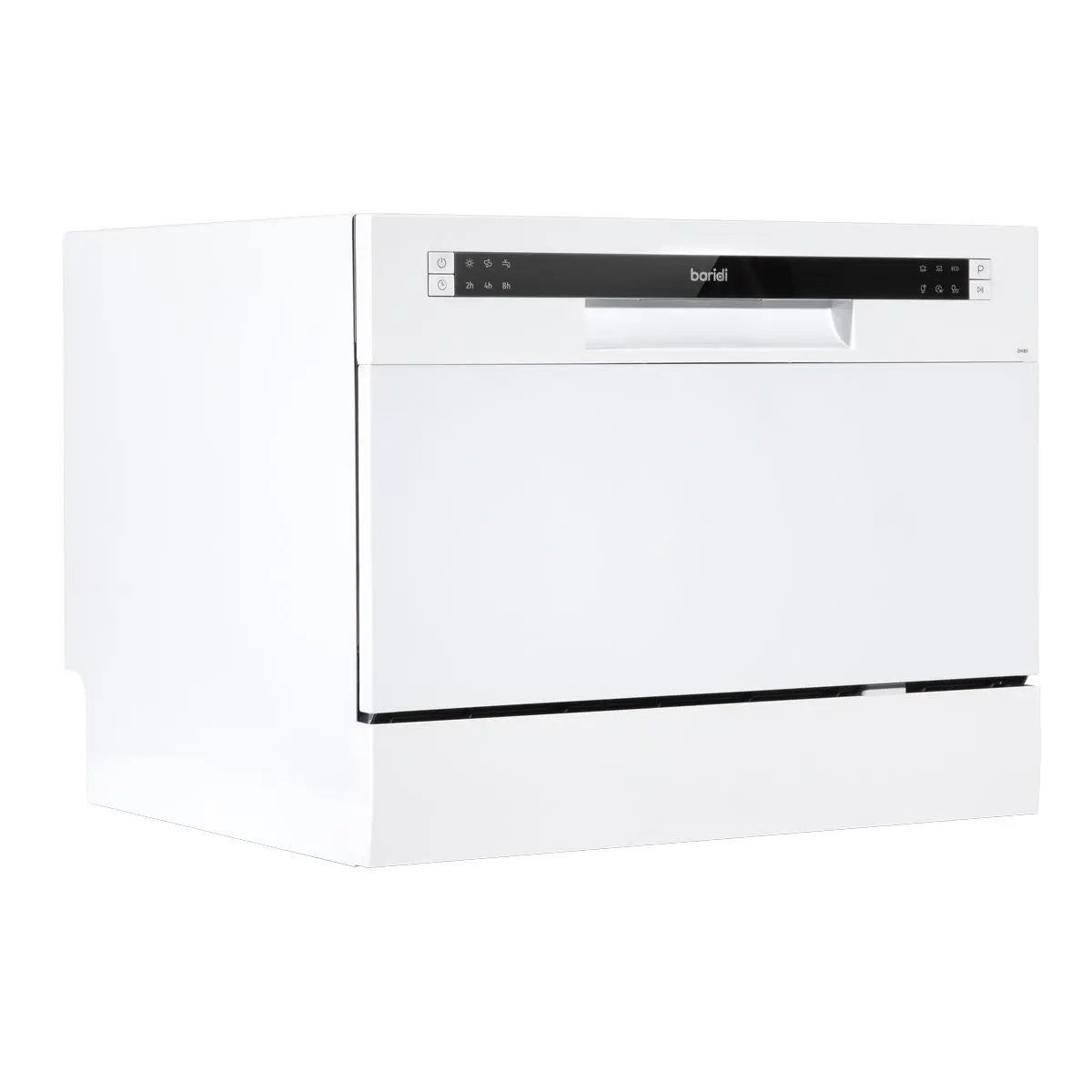 Baridi Compact Tabletop Dishwasher 6 Place Settings, 6 Programmes, Low Noise, 6.5L Cycle, Start Delay - White  White Rose Tools