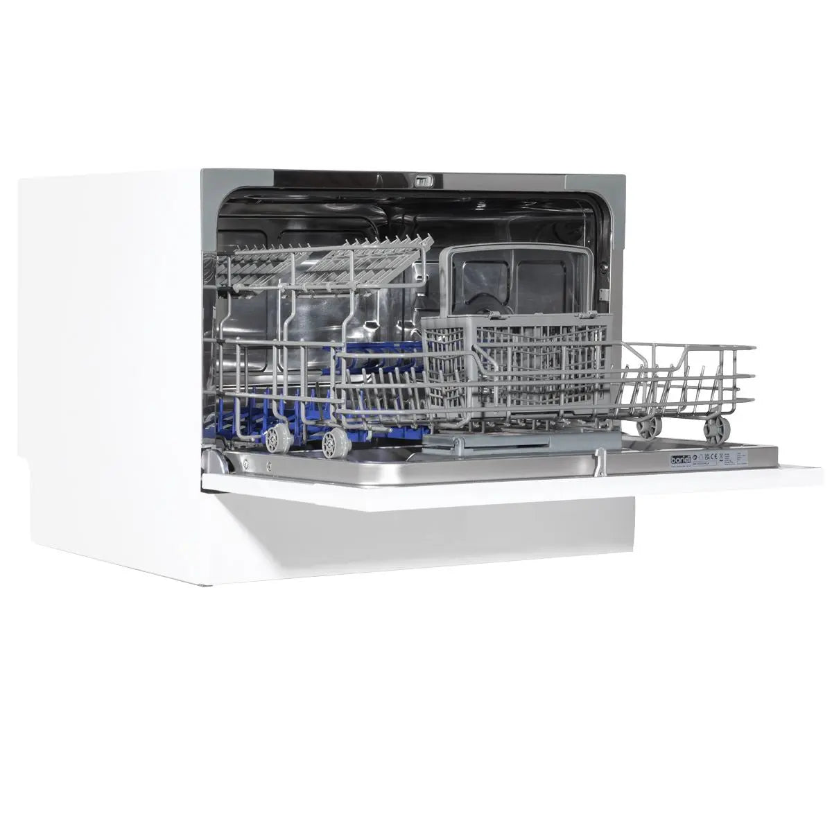 Baridi Compact Tabletop Dishwasher 6 Place Settings, 6 Programmes, Low Noise, 6.5L Cycle, Start Delay - White  White Rose Tools