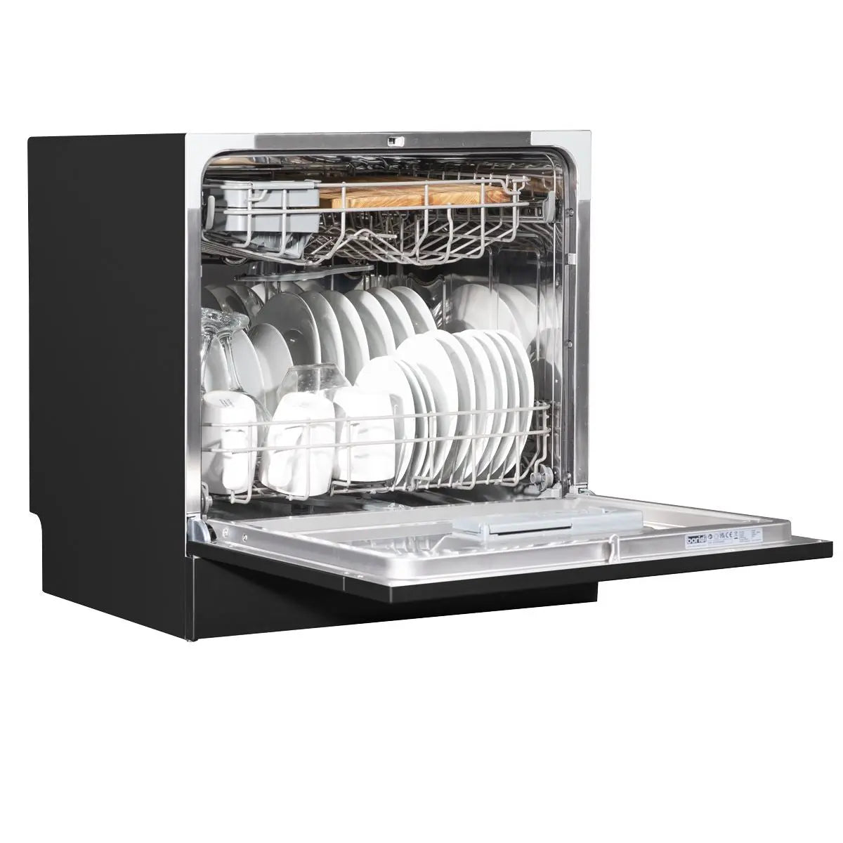 Baridi Compact Tabletop Dishwasher 8 Place Settings, 6 Programmes, Low Noise, 8L Cycle, Start Delay - Black  White Rose Tools