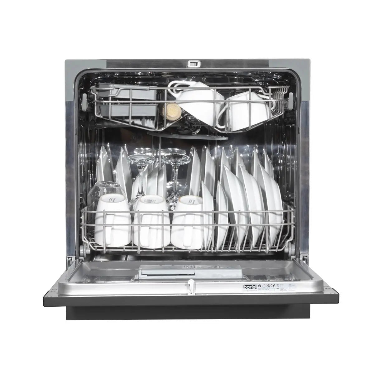 Baridi Compact Tabletop Dishwasher 8 Place Settings, 6 Programmes, Low Noise, 8L Cycle, Start Delay - Black  White Rose Tools