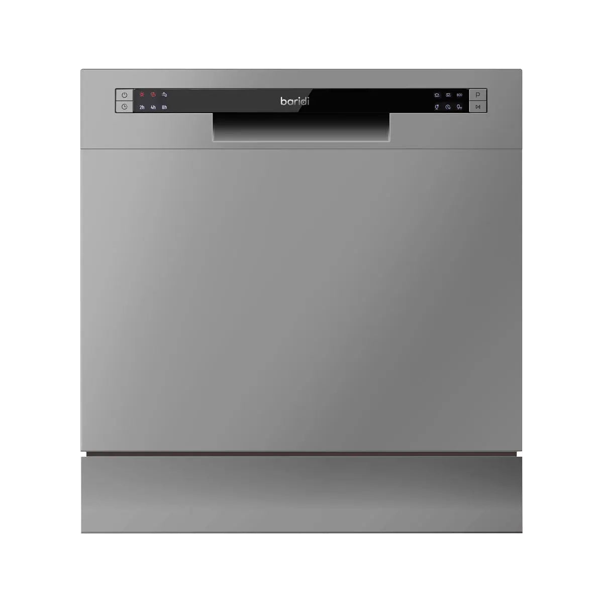 Baridi Compact Tabletop Dishwasher 8 Place Settings, 6 Programmes, Low Noise, 8L Cycle, Start Delay - Silver  White Rose Tools
