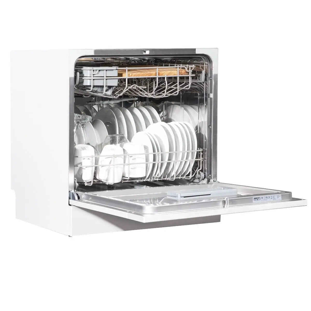 Baridi Compact Tabletop Dishwasher 8 Place Settings, 6 Programmes, Low Noise, 8L Cycle, Start Delay - White  White Rose Tools