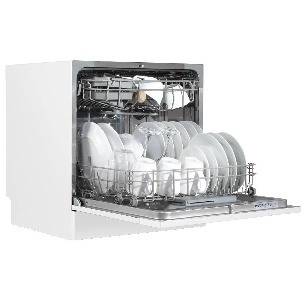 Baridi Compact Tabletop Dishwasher 8 Place Settings, 6 Programmes, Low Noise, 8L Cycle, Start Delay - White  White Rose Tools