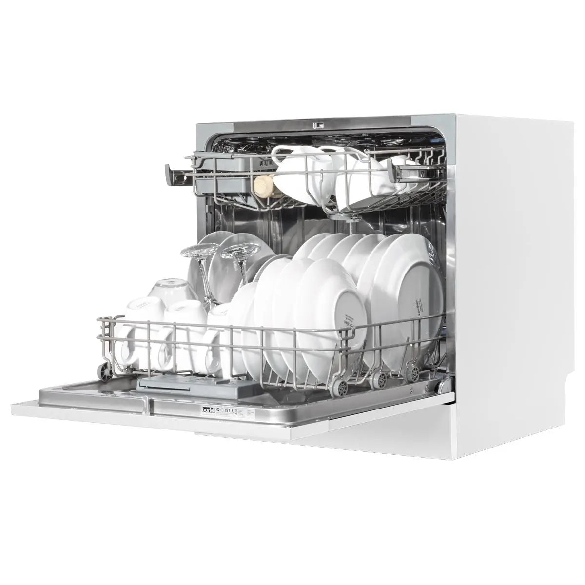 Baridi Compact Tabletop Dishwasher 8 Place Settings, 6 Programmes, Low Noise, 8L Cycle, Start Delay - White  White Rose Tools