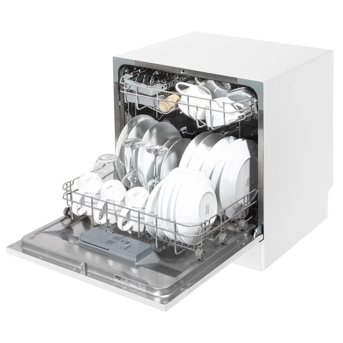 Baridi Compact Tabletop Dishwasher 8 Place Settings, 6 Programmes, Low Noise, 8L Cycle, Start Delay - White  White Rose Tools