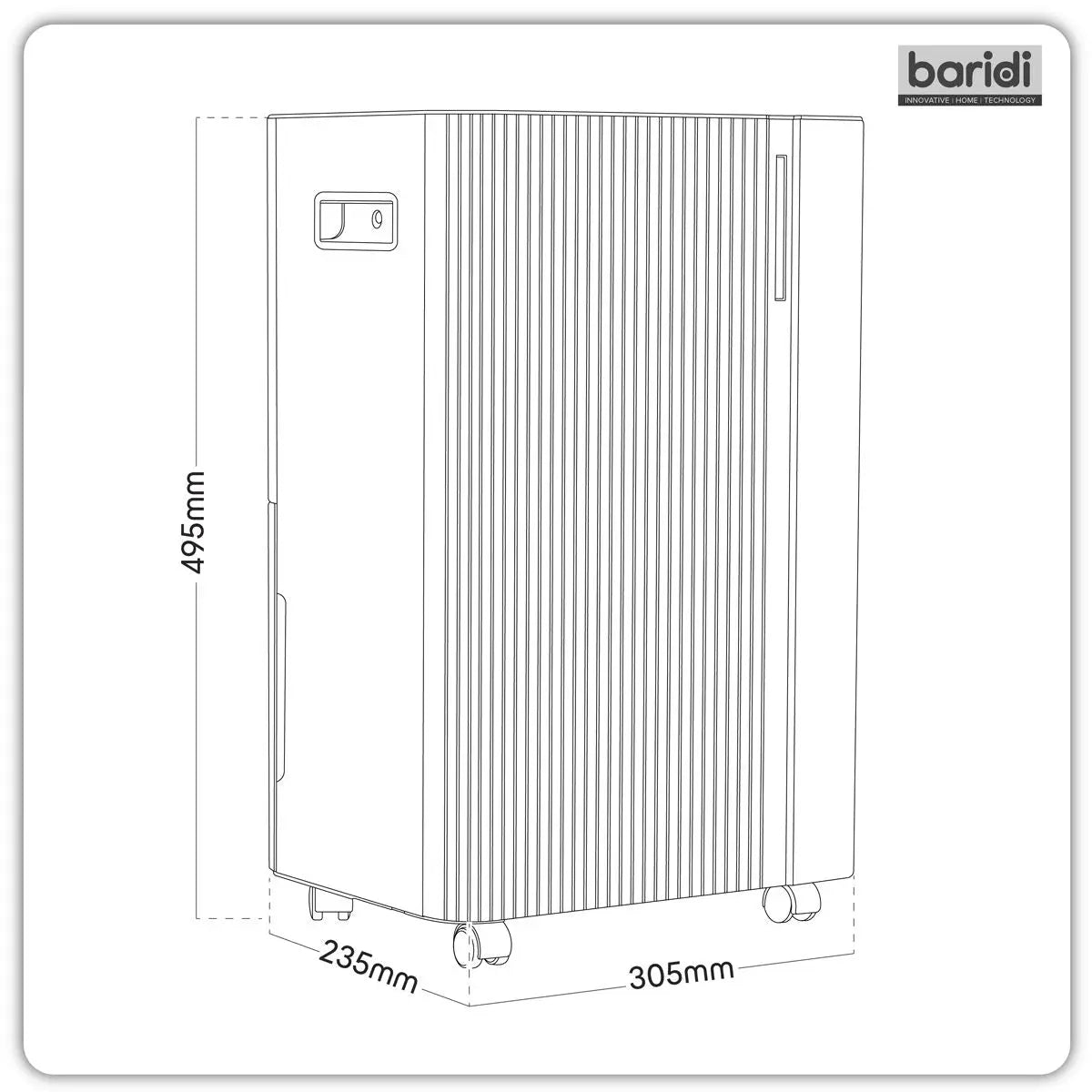 Baridi Dehumidifier with Digital Display & 24hr Timer 20L - White  White Rose Tools