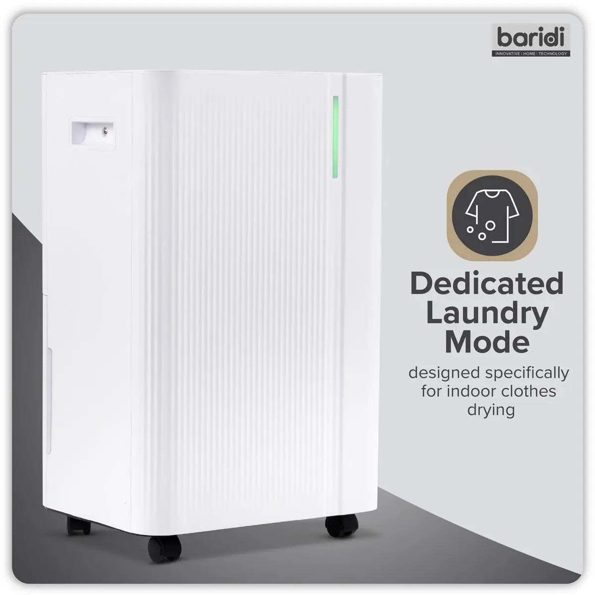 Baridi Dehumidifier with Digital Display & 24hr Timer 20L - White  White Rose Tools