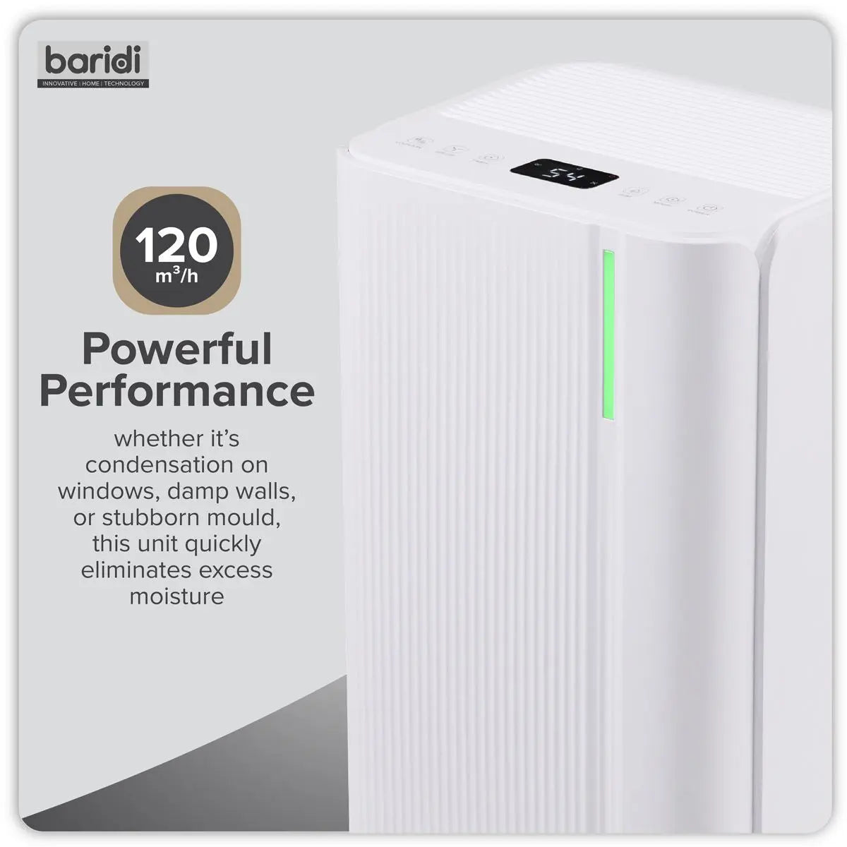 Baridi Dehumidifier with Digital Display & 24hr Timer 20L - White  White Rose Tools