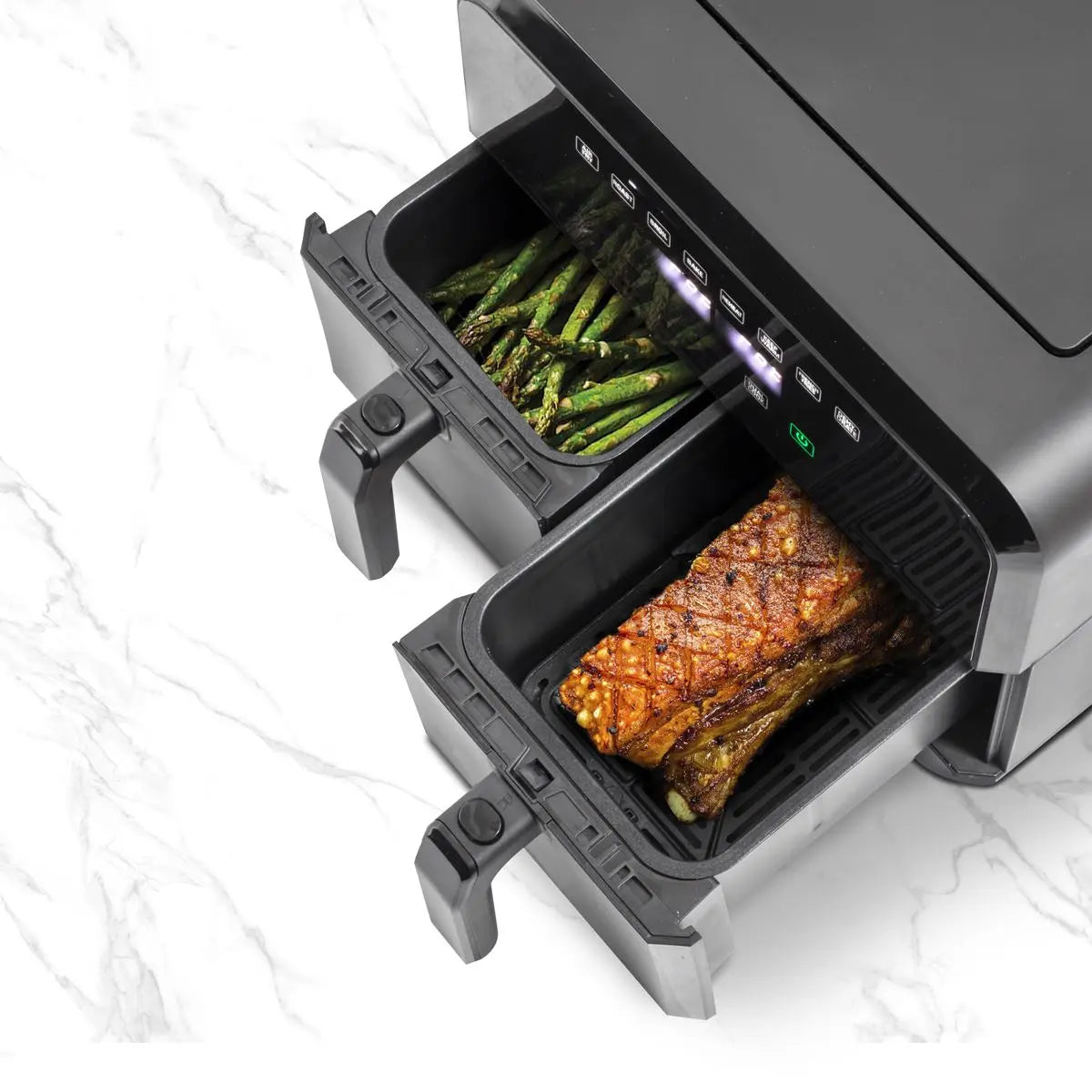 Baridi Dual Zone Air Fryer 8L with 8-in-1 Functions Touch Controls, Easy-Clean, Black - DH172  White Rose Tools