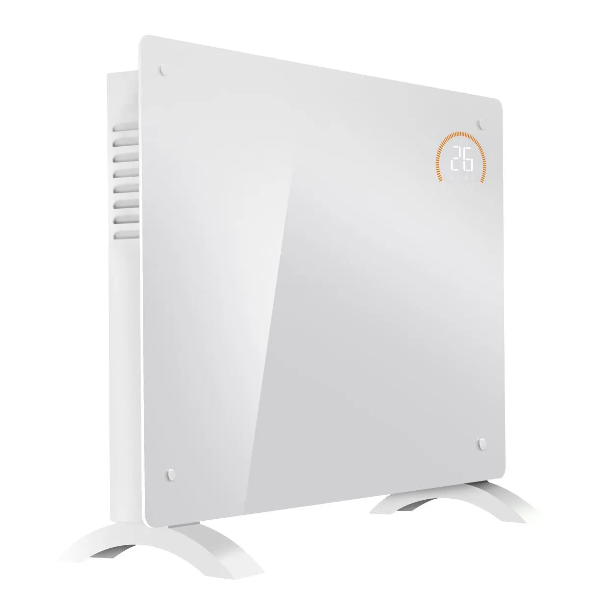 Baridi Electric Glass Panel Heater, 1500W, Thermostat Controlled 24Hr 7 Day Timer, Wi-Fi Enabled, Remote Control, White  White Rose Tools