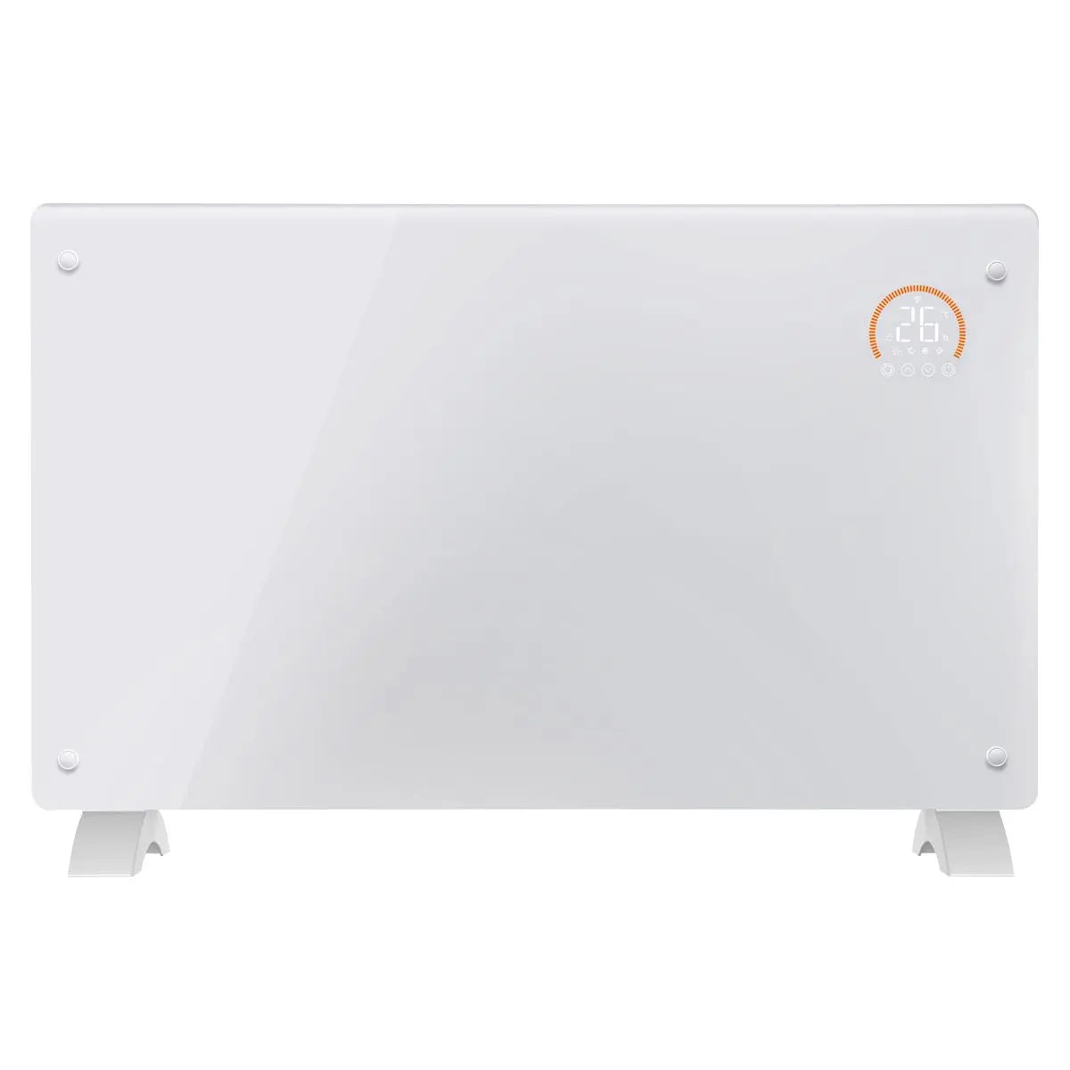 Baridi Electric Glass Panel Heater, 2000W, Thermostat Controlled 24Hr 7 Day Timer, Wi-Fi Enabled, Remote Control, White  White Rose Tools