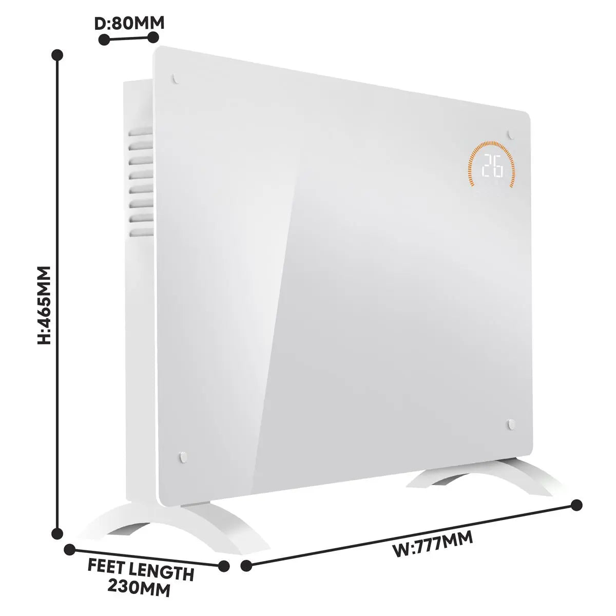 Baridi Electric Glass Panel Heater, 2000W, Thermostat Controlled 24Hr 7 Day Timer, Wi-Fi Enabled, Remote Control, White  White Rose Tools