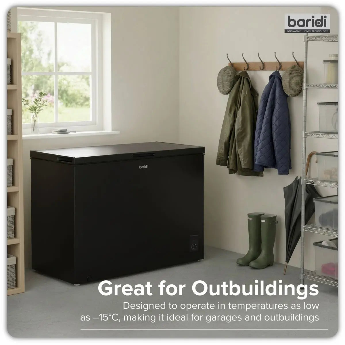 Baridi Freestanding Chest Freezer 254L Capacity - Black  White Rose Tools
