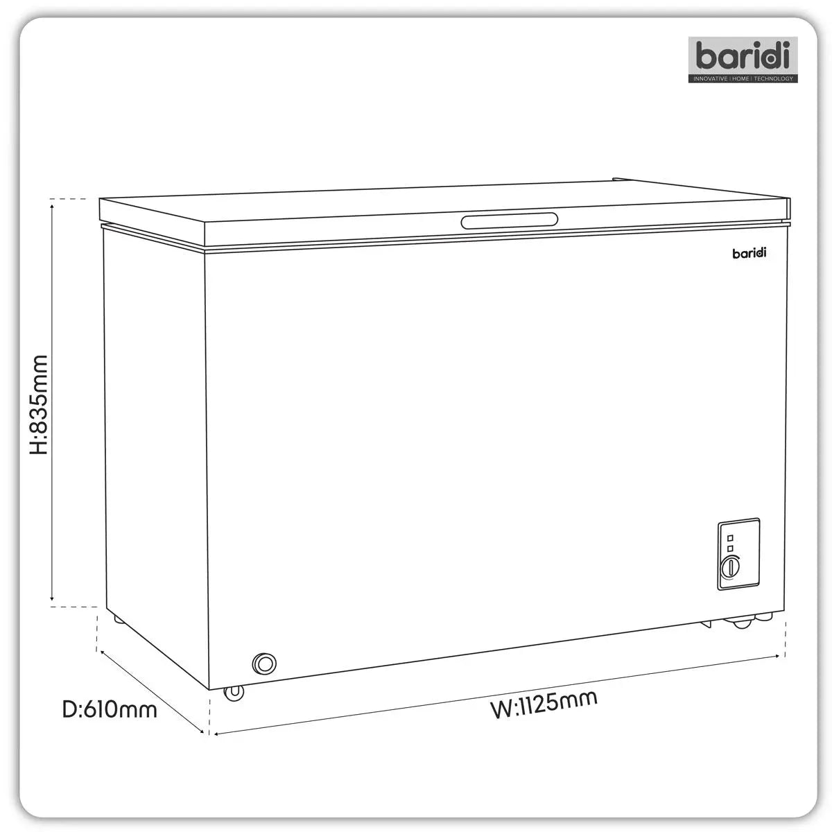 Baridi Freestanding Chest Freezer 299L Capacity - Black  White Rose Tools