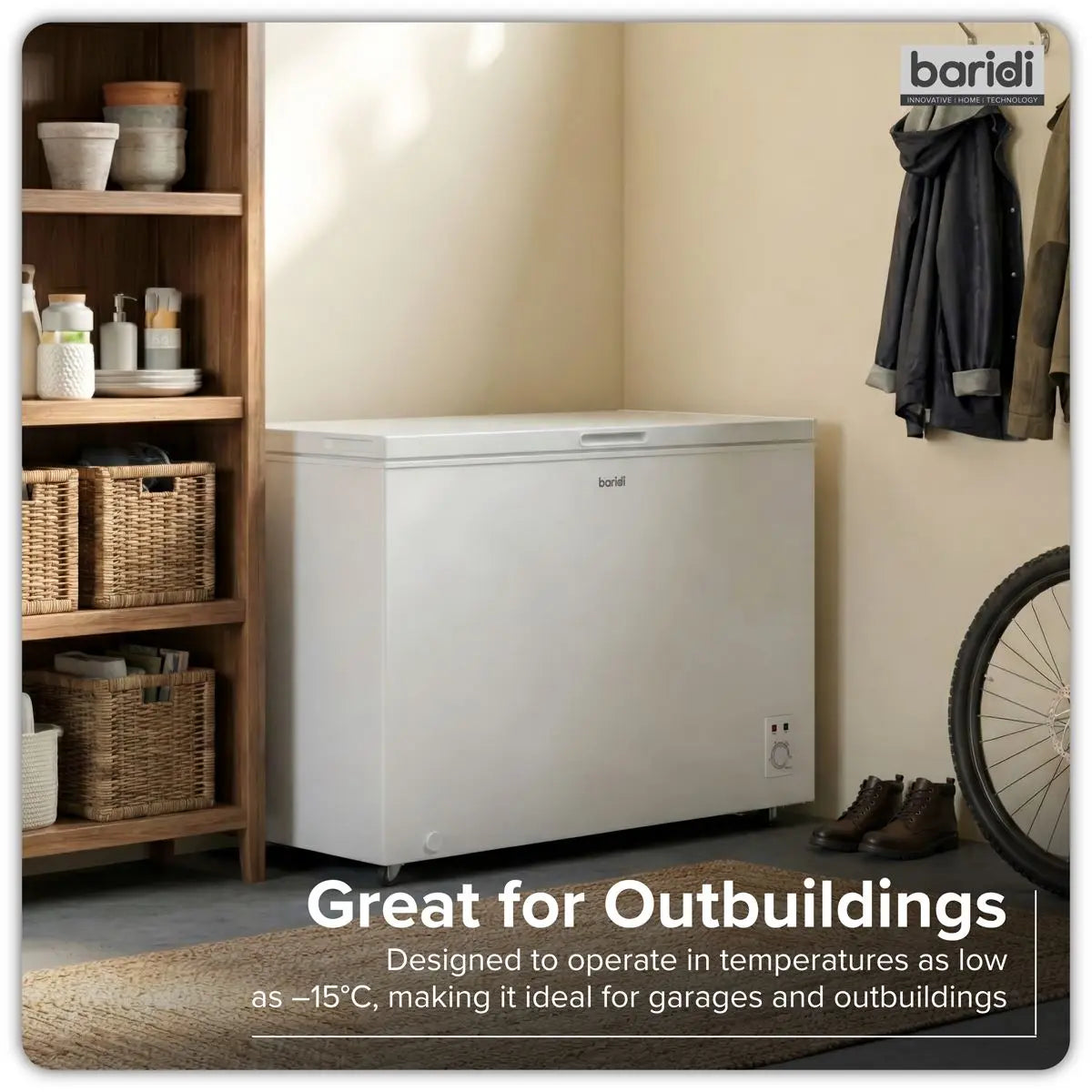 Baridi Freestanding Chest Freezer 299L Capacity - White  White Rose Tools