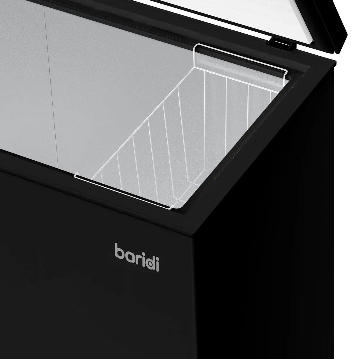 Baridi Freestanding Chest Freezer, 199L Capacity, Garages and Outbuilding Safe, -12 to -24°C Adjustable Thermostat with Refrigeration Mode, Black  White Rose Tools