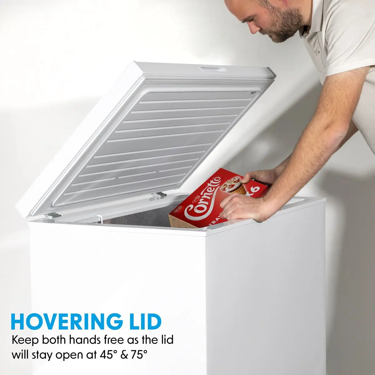Baridi Freestanding Chest Freezer, 199L Capacity, Garages and Outbuilding Safe, -12 to -24°C Adjustable Thermostat with Refrigeration Mode, White  White Rose Tools