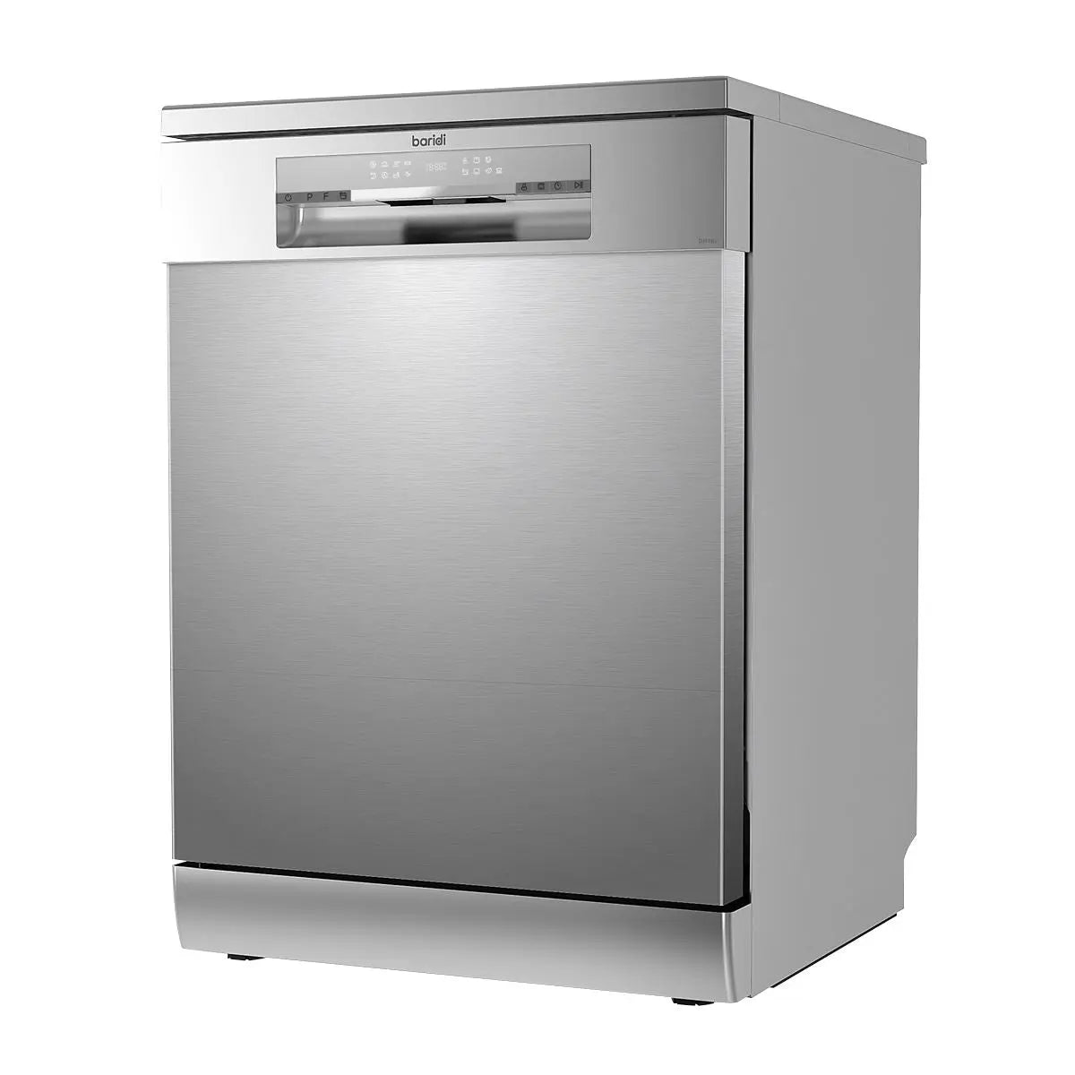 Baridi Freestanding Dishwasher, Full Size, Standard 60cm Wide with 14 Place Settings, 8 Programs & 5 Functions, LED Display, Silver  White Rose Tools