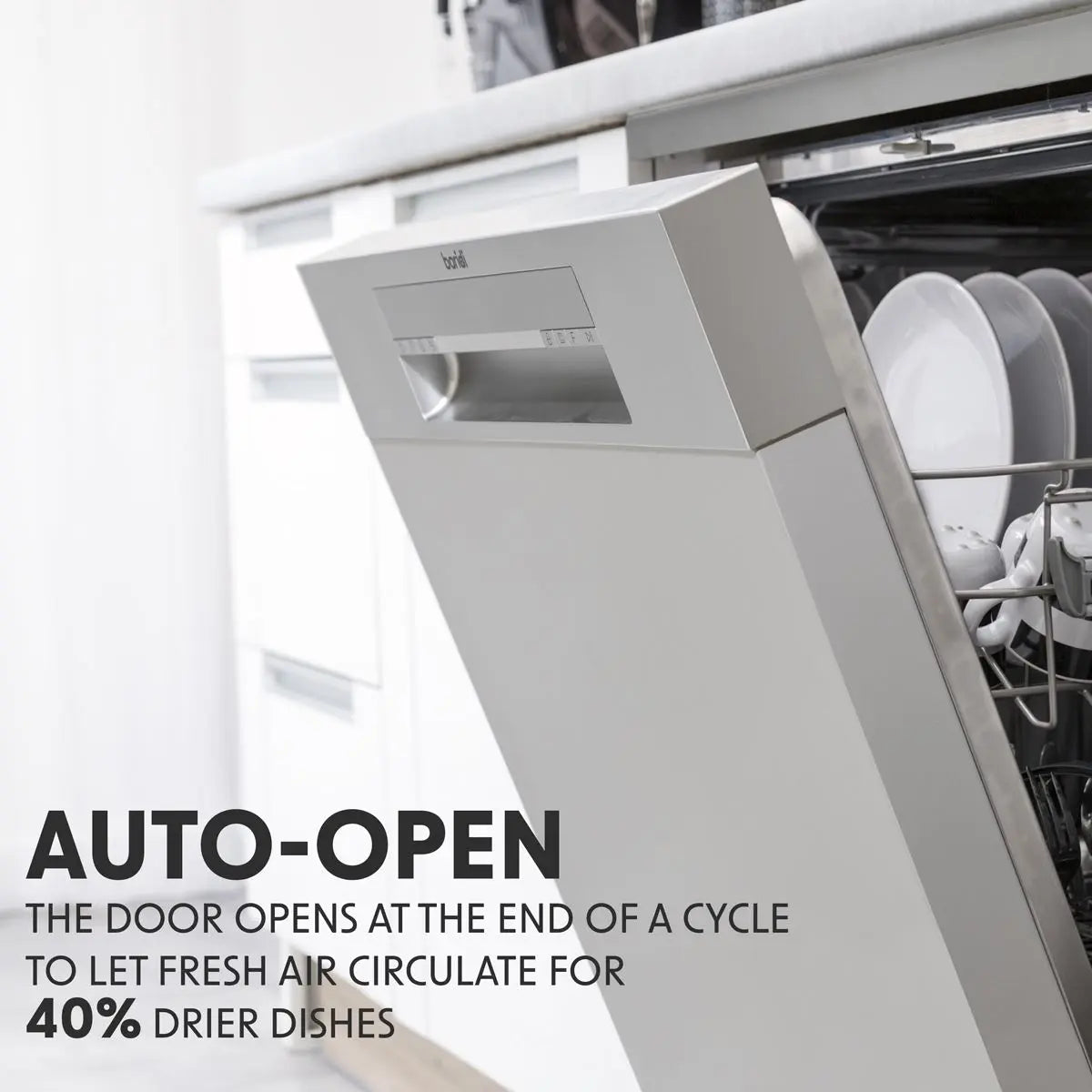 Baridi Freestanding Dishwasher, Full Size, Standard 60cm Wide with 14 Place Settings, 8 Programs & 5 Functions, LED Display, Silver  White Rose Tools