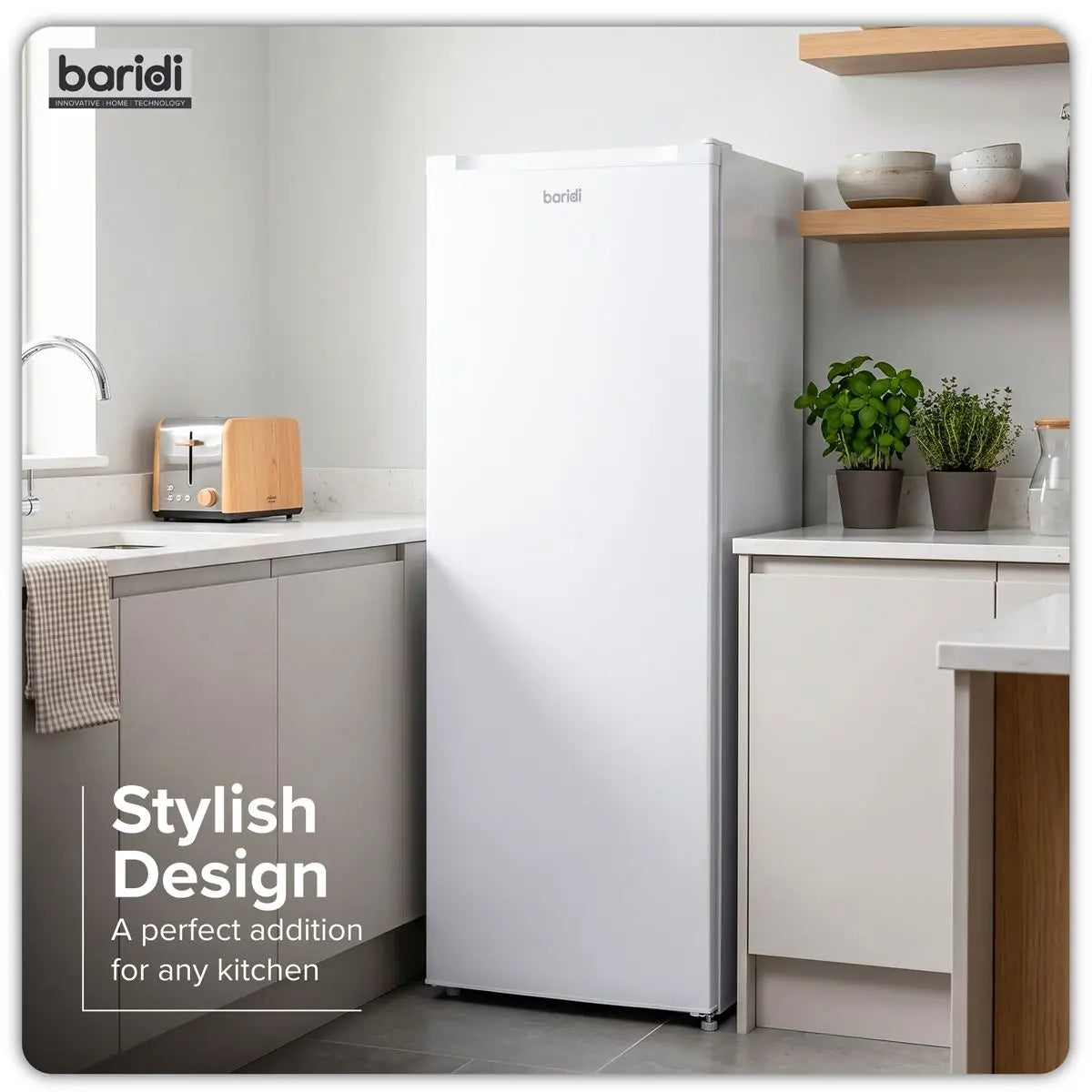 Baridi Freestanding Tall Freezer 177L Capacity – White  White Rose Tools