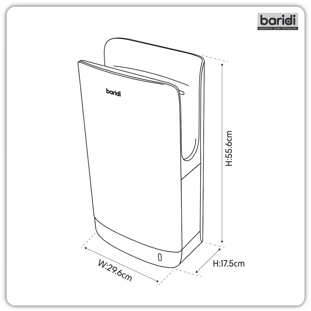 Baridi Hand Dryer with HEPA Filter & Auto-Sensor 1750W/230V - Silver  White Rose Tools