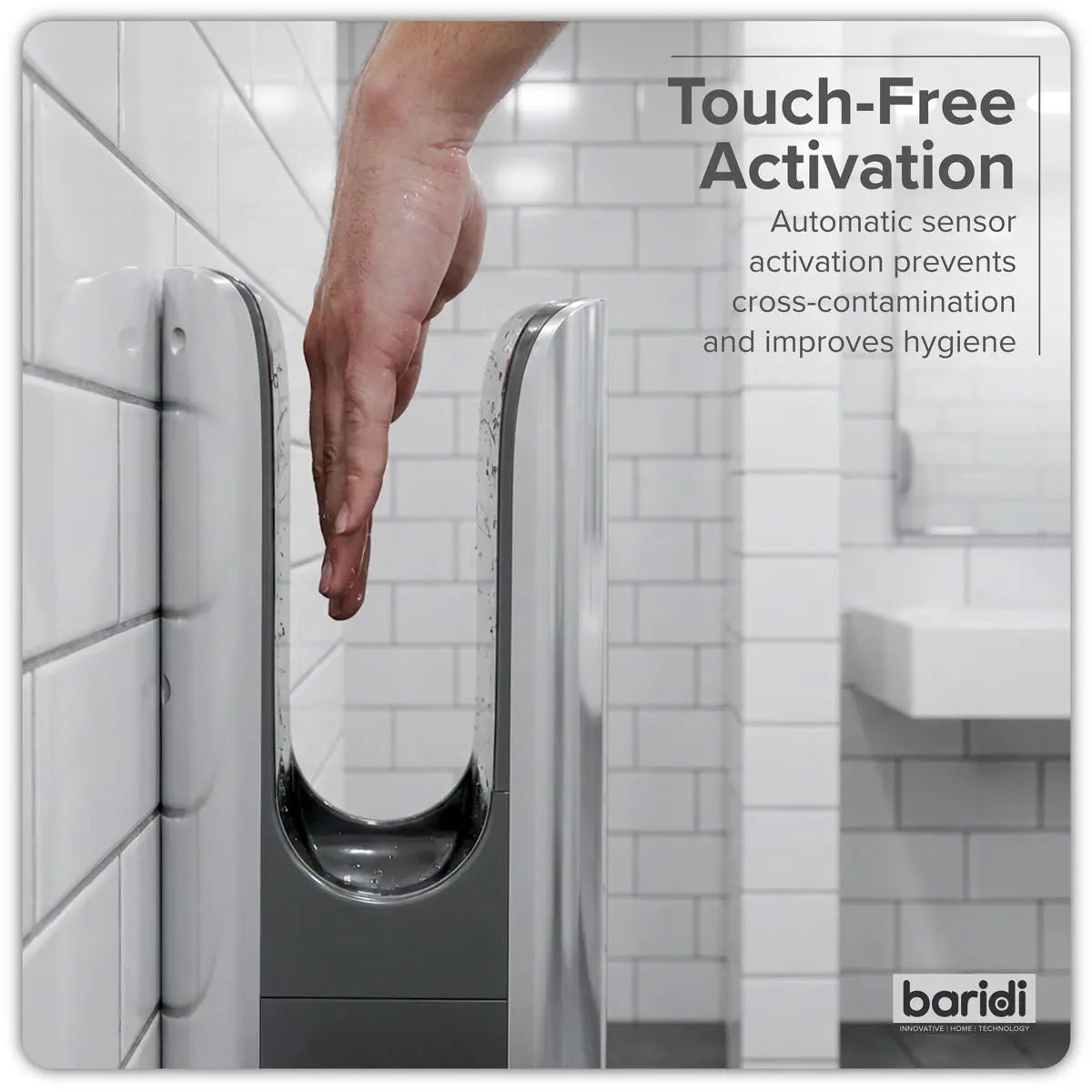 Baridi Hand Dryer with HEPA Filter & Auto-Sensor 1750W/230V - Silver  White Rose Tools