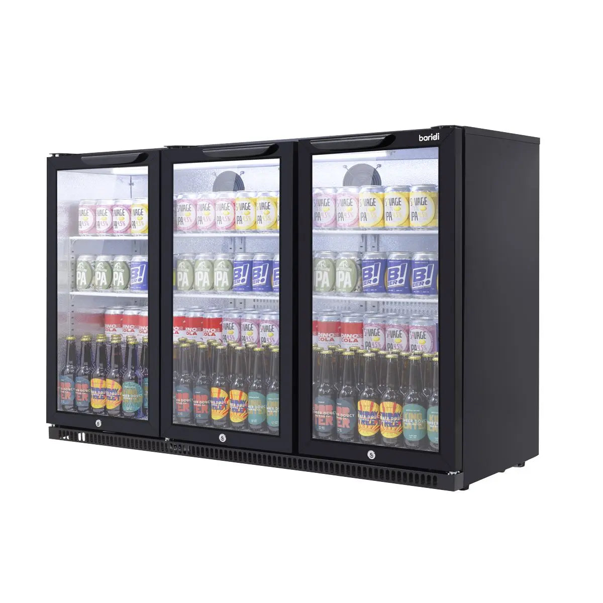 Baridi Hinged Triple Door, Back Bar Drinks Fridge/Cooler, 307L Capacity  White Rose Tools