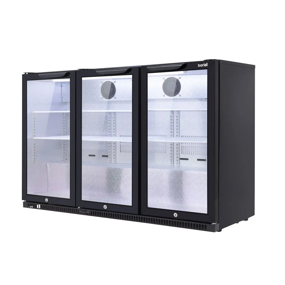 Baridi Hinged Triple Door, Back Bar Drinks Fridge/Cooler, 307L Capacity  White Rose Tools