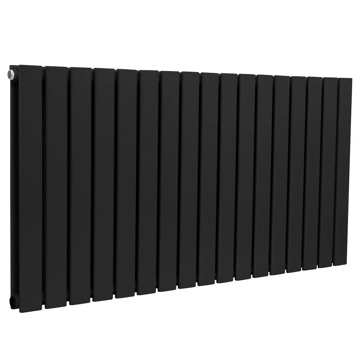 Baridi Horizontal Radiator Contemporary Double Flat Panel Design 600 x 1190mm – Black  White Rose Tools