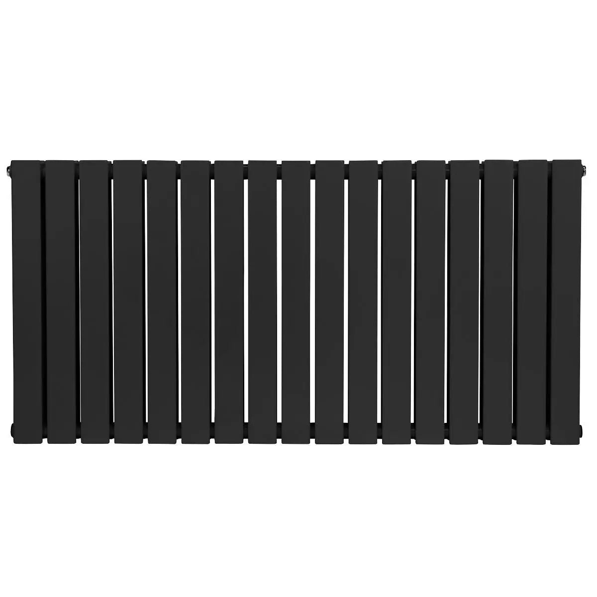 Baridi Horizontal Radiator Contemporary Double Flat Panel Design 600 x 1190mm – Black  White Rose Tools