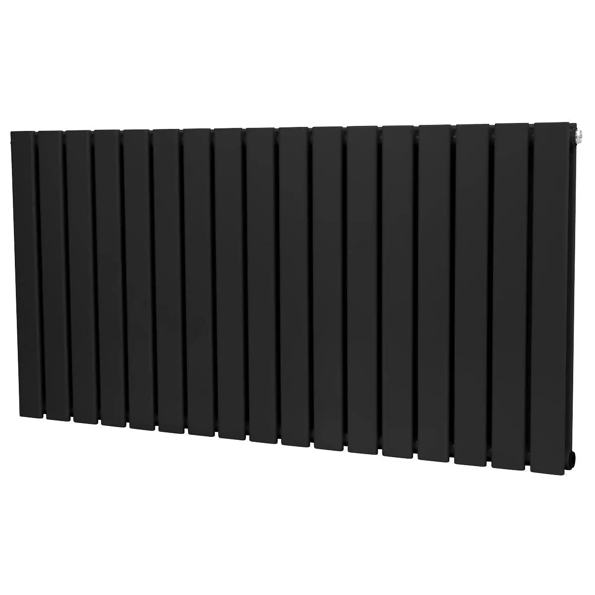 Baridi Horizontal Radiator Contemporary Double Flat Panel Design 600 x 1190mm – Black  White Rose Tools