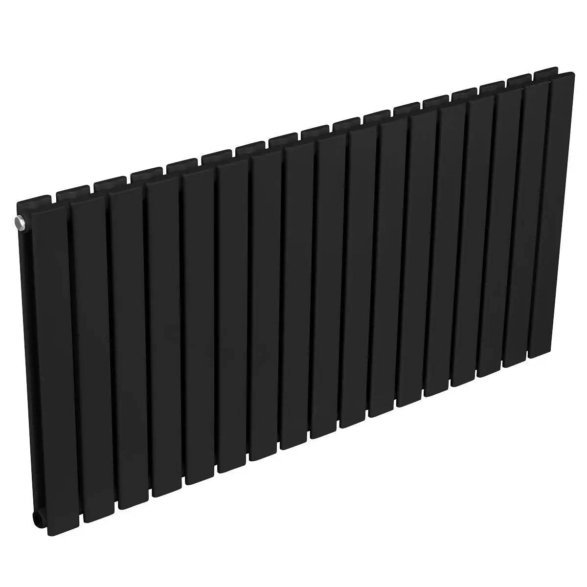 Baridi Horizontal Radiator Contemporary Double Flat Panel Design 600 x 1190mm – Black  White Rose Tools