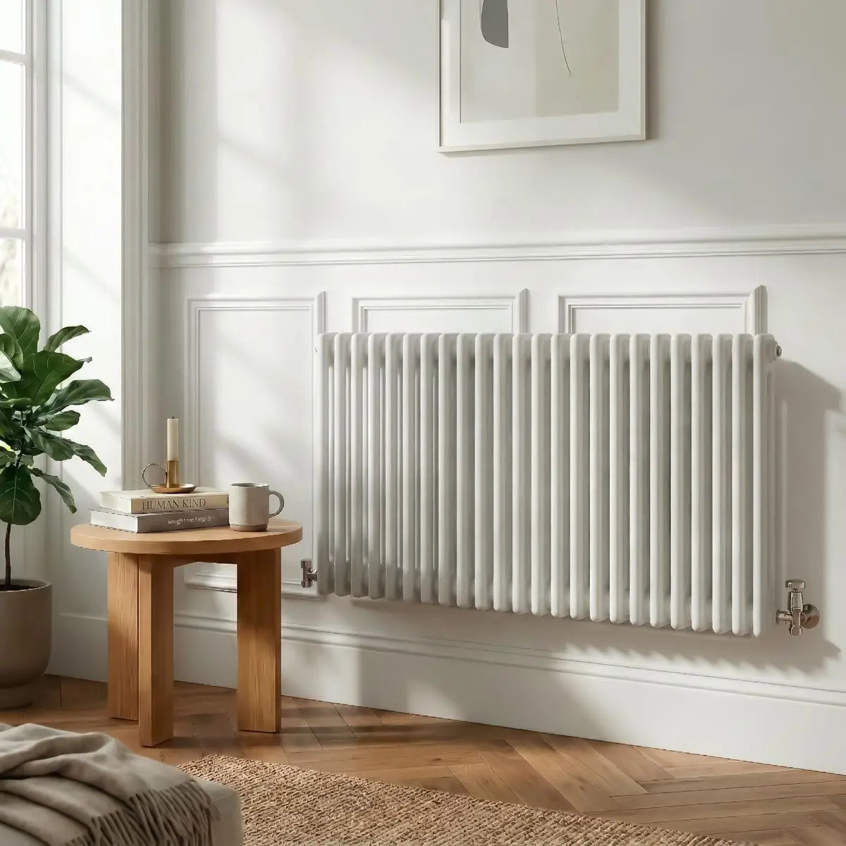 Baridi Horizontal Traditional 2 Column Radiator 600 x 1147mm – White  White Rose Tools