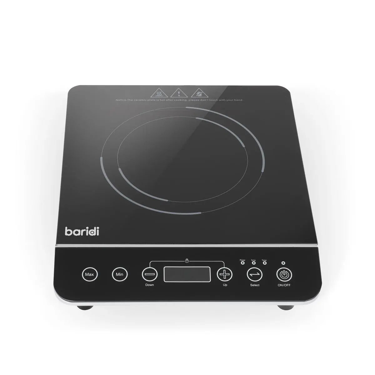 Baridi Induction Hob: Single Zone with 13A Plug, 10 Power Settings 200W-2000W, Touch Controls, 3-Hour Timer Function, Child Lock, Black  White Rose Tools