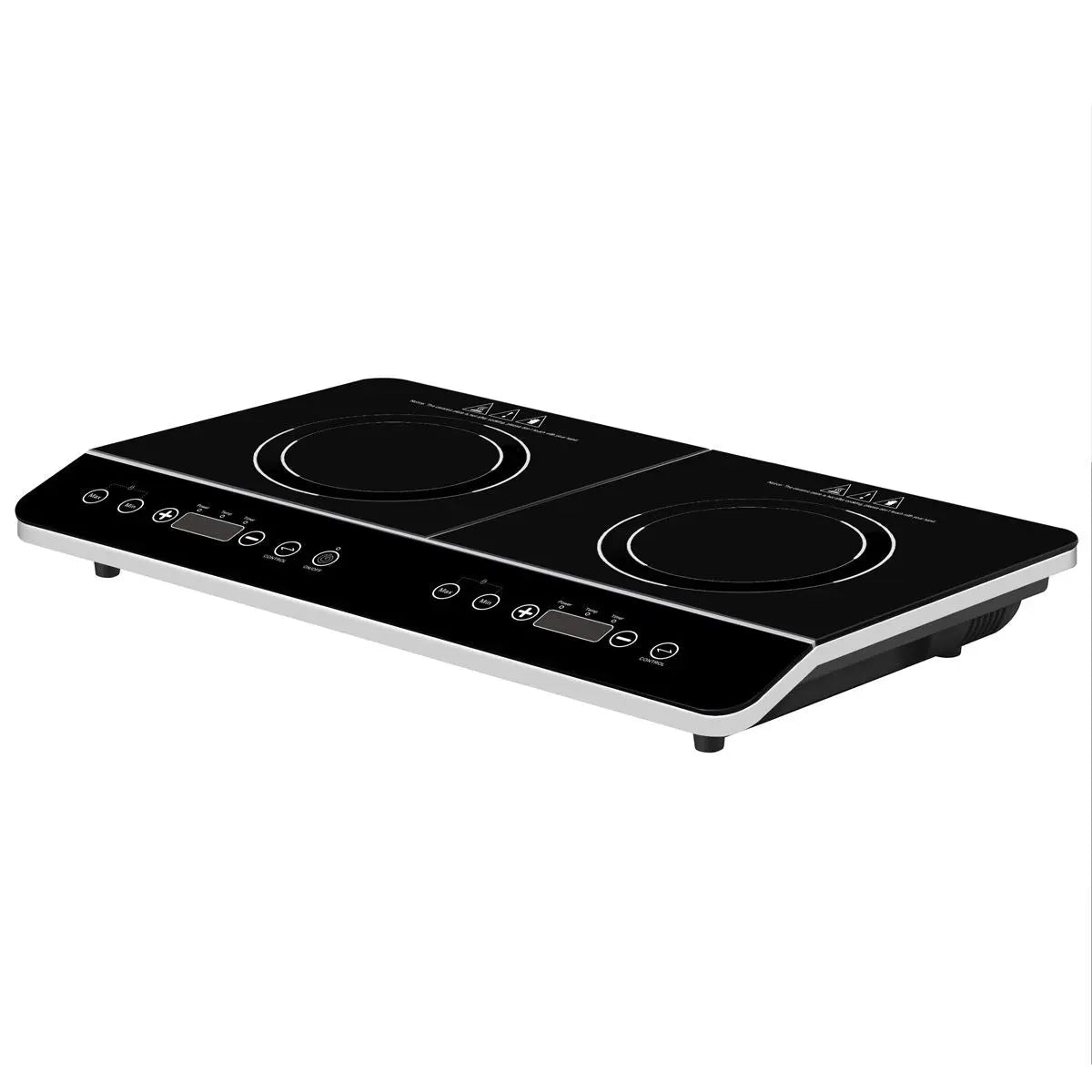 Baridi Portable Induction Hob: Two Zone Cooktop with 13A Plug, 2800W, 10 Power Settings, Touch Controls, 3-Hour Timer Function, Child Safety Lock, Black  White Rose Tools