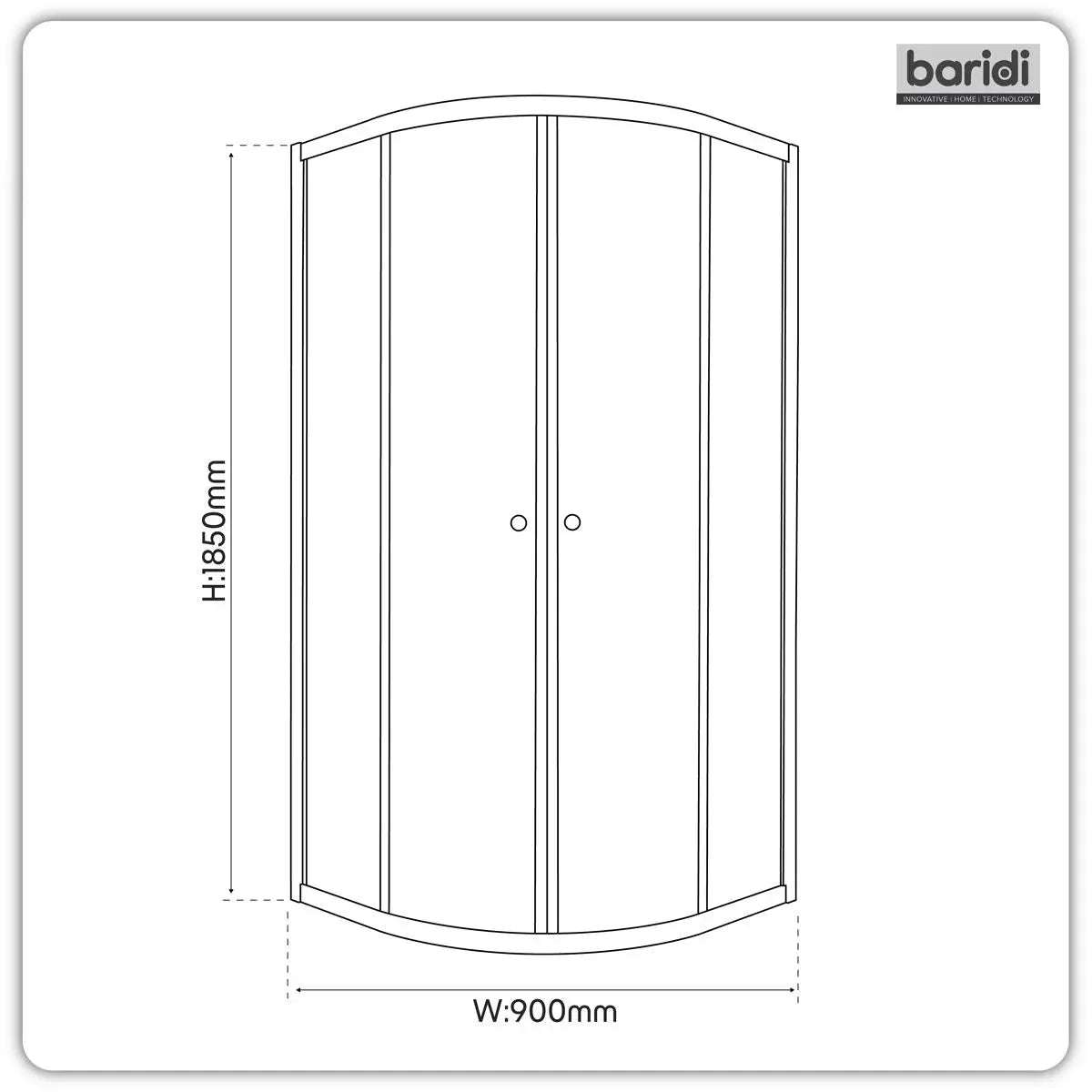 Baridi Quadrant Shower Entry Enclosure 900 x 900 x 1850mm with 6mm Tempered Glass - Chrome  White Rose Tools