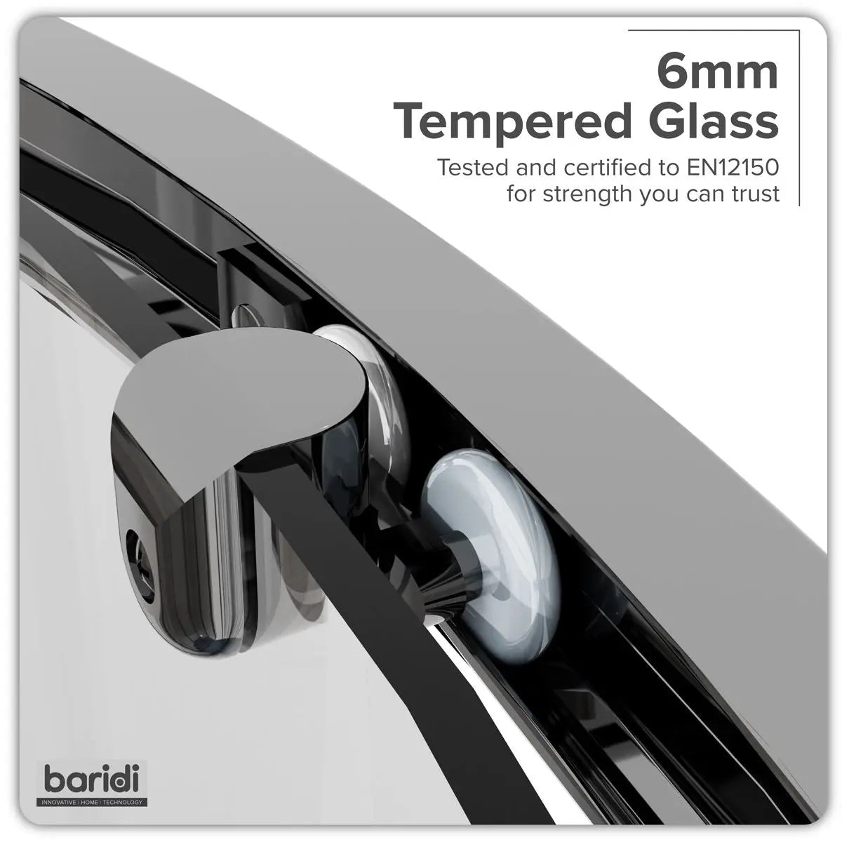 Baridi Quadrant Shower Entry Enclosure 900 x 900 x 1850mm with 6mm Tempered Glass - Chrome  White Rose Tools