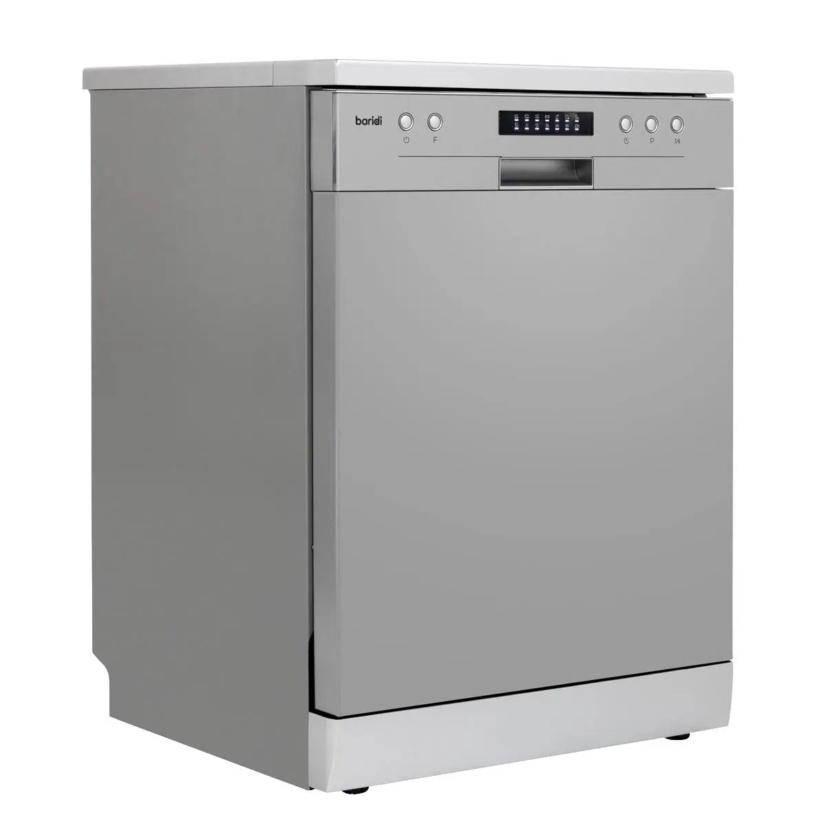 Baridi Regular Sized Freestanding Dishwasher 60cm Wide 13 Place Settings - Silver  White Rose Tools