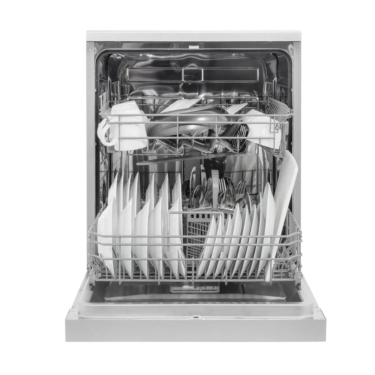 Baridi Regular Sized Freestanding Dishwasher 60cm Wide 13 Place Settings - Silver  White Rose Tools