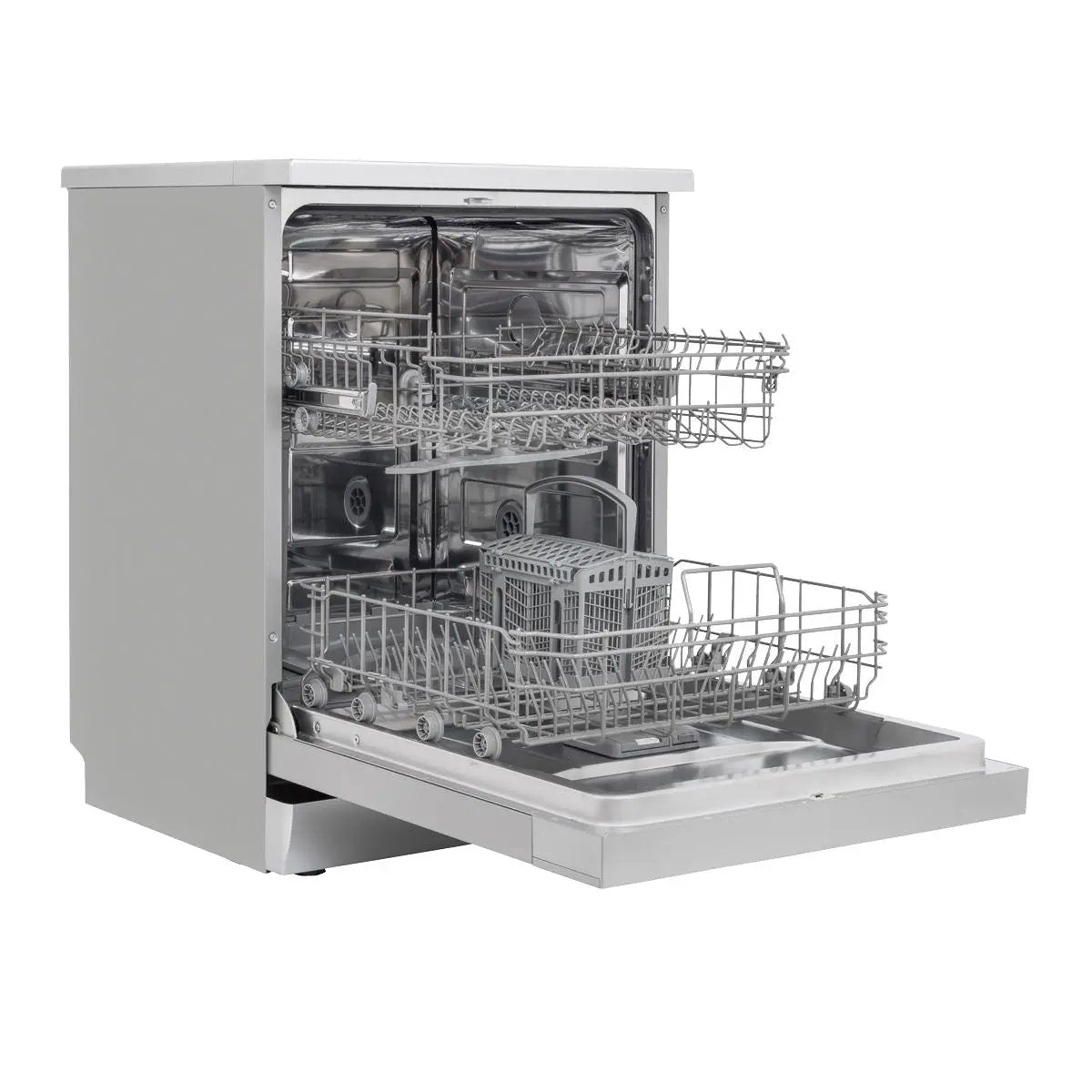 Baridi Regular Sized Freestanding Dishwasher 60cm Wide 13 Place Settings - Silver  White Rose Tools