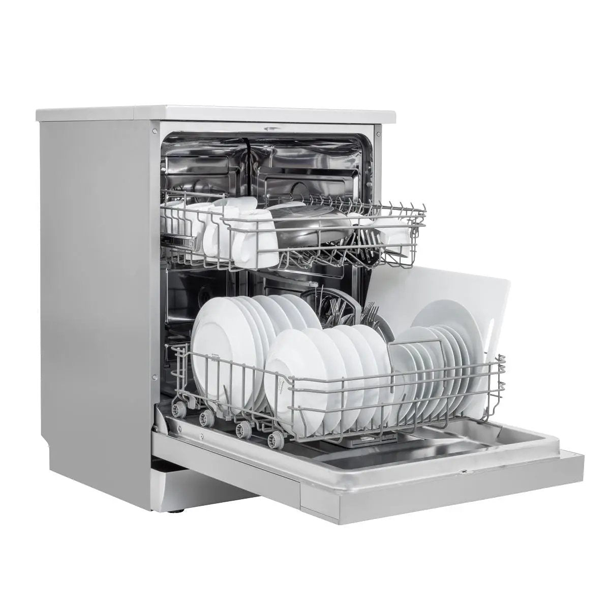 Baridi Regular Sized Freestanding Dishwasher 60cm Wide 13 Place Settings - Silver  White Rose Tools