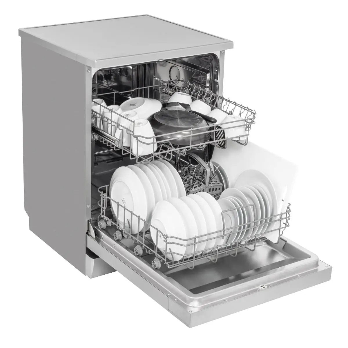 Baridi Regular Sized Freestanding Dishwasher 60cm Wide 13 Place Settings - Silver  White Rose Tools