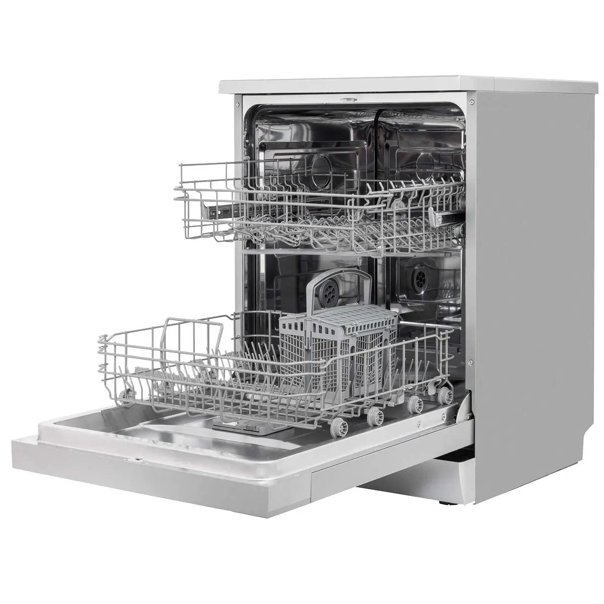 Baridi Regular Sized Freestanding Dishwasher 60cm Wide 13 Place Settings - Silver  White Rose Tools