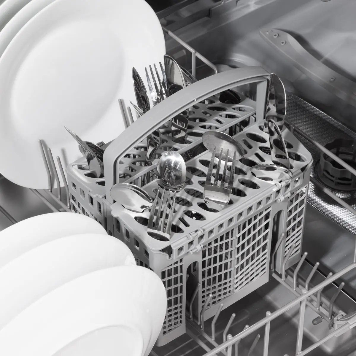 Baridi Regular Sized Freestanding Dishwasher 60cm Wide 13 Place Settings - Silver  White Rose Tools